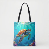 Tote Bag Illustration de la tortue de mer (Devant)