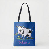 Tote Bag Illustration de la vache mignonne en campagne (Devant)