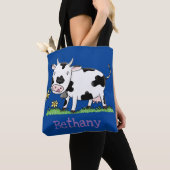 Tote Bag Illustration de la vache mignonne en campagne (De près)