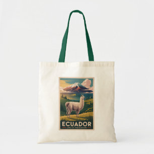 Tote Bag Illustration de lama équatorien Art de voyage vint