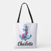 Tote Bag Illustration de l'Ancre florale à l'aquarelle (Dos)
