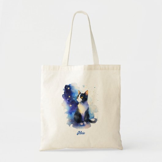 Tote Bag Illustration de l'aquarelle de chat Tuxedo adorabl (Devant)