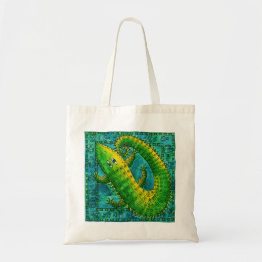 Tote Bag Illustration de l'aquarelle de crocodile à motifs (Devant)