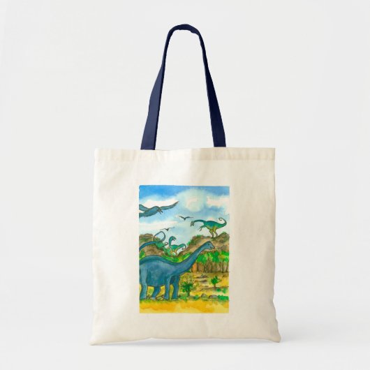 Tote Bag Illustration de l'aquarelle des dinosaures (Devant)