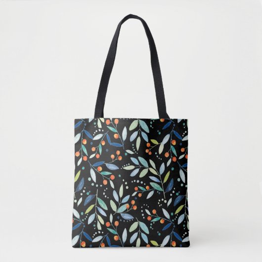 Tote Bag Illustration de l'aquarelle Motif des feuilles bot (Devant)