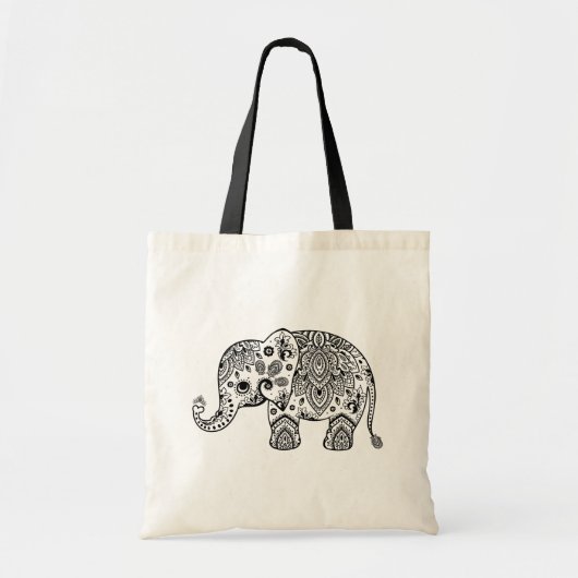 Tote Bag Illustration de l'éléphant de la marguerite noire  (Devant)