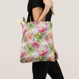 Tote Bag Illustration de l'encre d'alcool des fleurs pastel