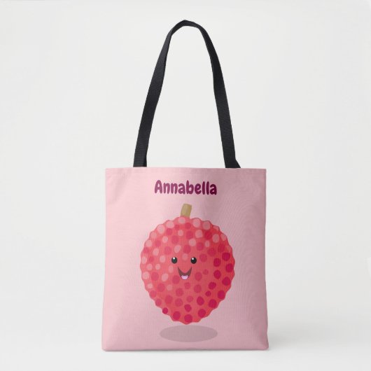 Tote Bag Illustration de litchee rose mignon (Devant)