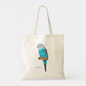 Tote Bag Illustration de l'oiseau bleu budgerigar (Dos)