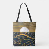 Tote Bag Illustration de lune de soleil stylisée, mer sombr (Dos)