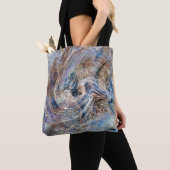 Tote Bag Illustration de marbrage gris bleu (De près)