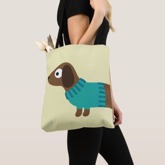 Tote Bag Illustration de mignonne long Dachshund (De près)