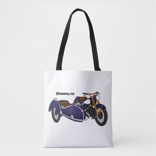Tote Bag Illustration de moto pourpre Sidecar (Devant)