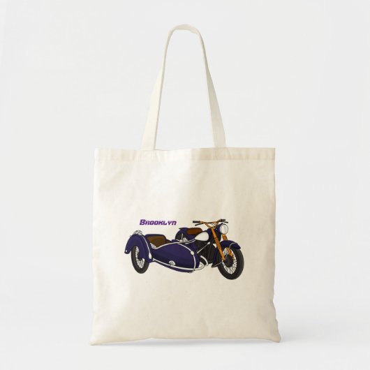 Tote Bag Illustration de moto pourpre Sidecar (Devant)