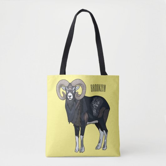 Tote Bag Illustration de mouflon, mouton (Devant)