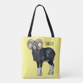 Tote Bag Illustration de mouflon, mouton (Dos)