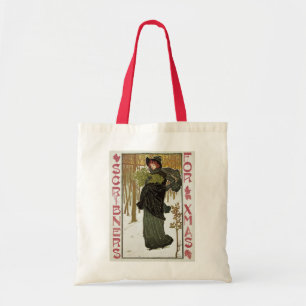 Tote Bag Illustration de Noël vintage Art nouveau couvertur