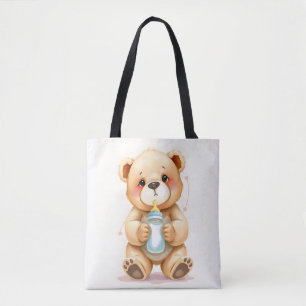 Tote Bag Illustration de nounours bébé à l'aquarelle mignon