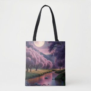 Tote Bag Illustration de paysage de rêve lunaire fantastiqu