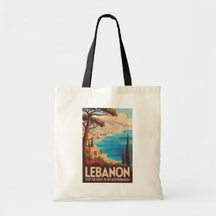 Tote Bag Illustration de paysage du Liban Art de voyage vin