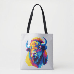 Tote Bag Illustration de portrait de bison Peinture à l'aqu