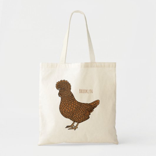 Tote Bag Illustration de poulet à la polis chamois (Devant)