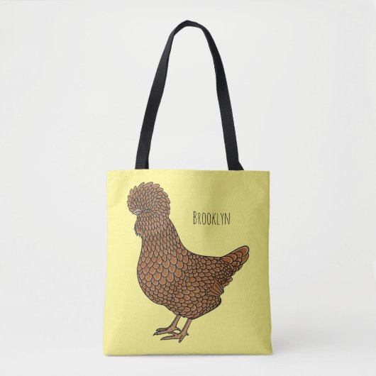 Tote Bag Illustration de poulet à la polis chamois (Devant)