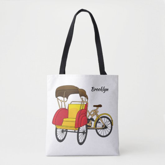 Tote Bag Illustration de pousse-pousse pédicab (Devant)