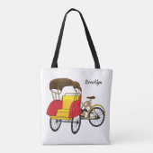 Tote Bag Illustration de pousse-pousse pédicab (Dos)