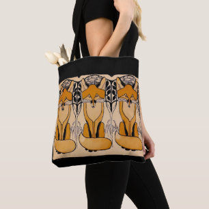 Tote Bag Illustration de renards Art Nouveau Faune forest