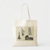 Tote Bag Illustration de sites célèbres (Devant)