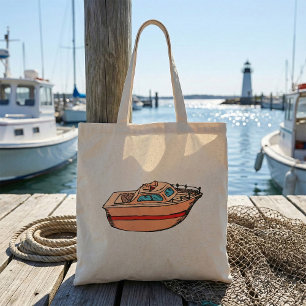 Tote Bag Illustration de Speedboat amusant Nautical Boat De