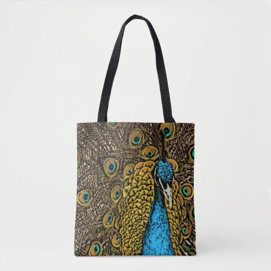 Tote Bag Illustration de splendeur de paon (Devant)
