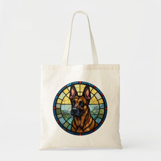 Tote Bag Illustration de style Malinois belge en verre vern (Devant)