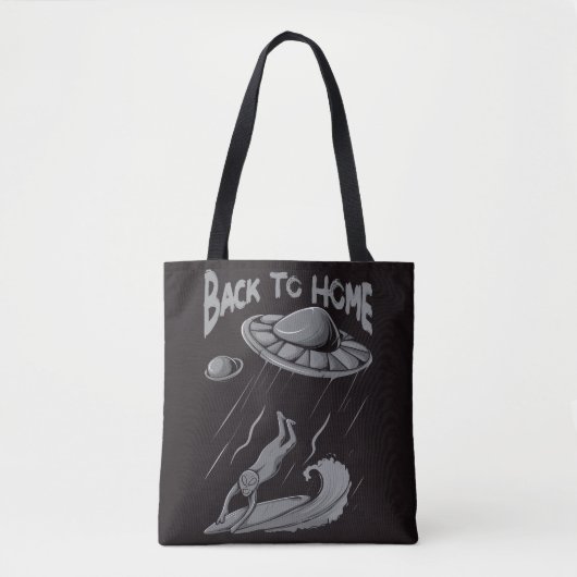 Tote Bag Illustration de surf pour alien avec retour à la m (Devant)