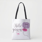 Tote Bag Illustration de visage magnifique Hello (Devant)