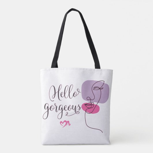 Tote Bag Illustration de visage magnifique Hello (Dos)