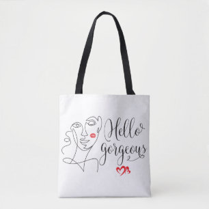 Tote Bag Illustration de visage magnifique Hello Gorgeous