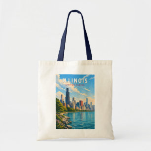 Tote Bag Illustration de voyage d'art vintage de l'Illinois
