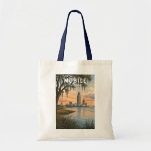 Tote Bag Illustration de voyage d'art vintage Mobile Alabam