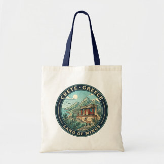 Tote Bag Illustration de voyage de Crète Grèce Badge d'art