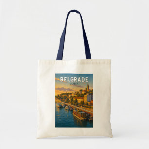 Tote Bag Illustration de voyage vintage de Belgrade, Serbie