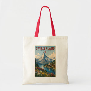 Tote Bag Illustration de voyage vintage en Suisse