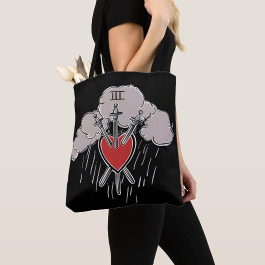 Tote Bag Illustration décorative de l'amour du 3 d'Épées da (De près)
