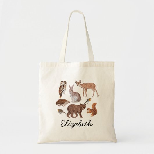 Tote Bag Illustration des animaux de bois personnalisée (Devant)