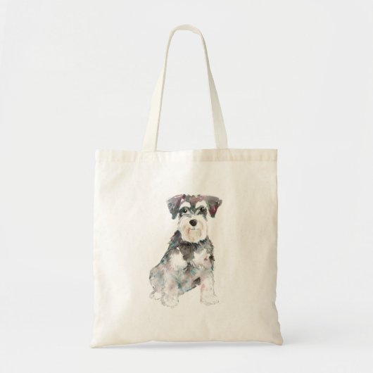 Tote Bag Illustration des aquarelles de chien Schnauzer min (Devant)