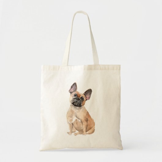 Tote Bag Illustration des aquarelles de chien taureau franç (Devant)