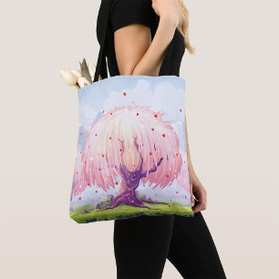 Tote Bag Illustration des arbres roses