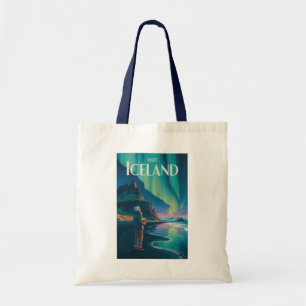 Tote Bag Illustration des aurores boréales d'Islande Art de