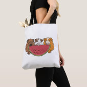 Tote Bag Illustration des Cochons de Guinée et de la pastèq (De près)